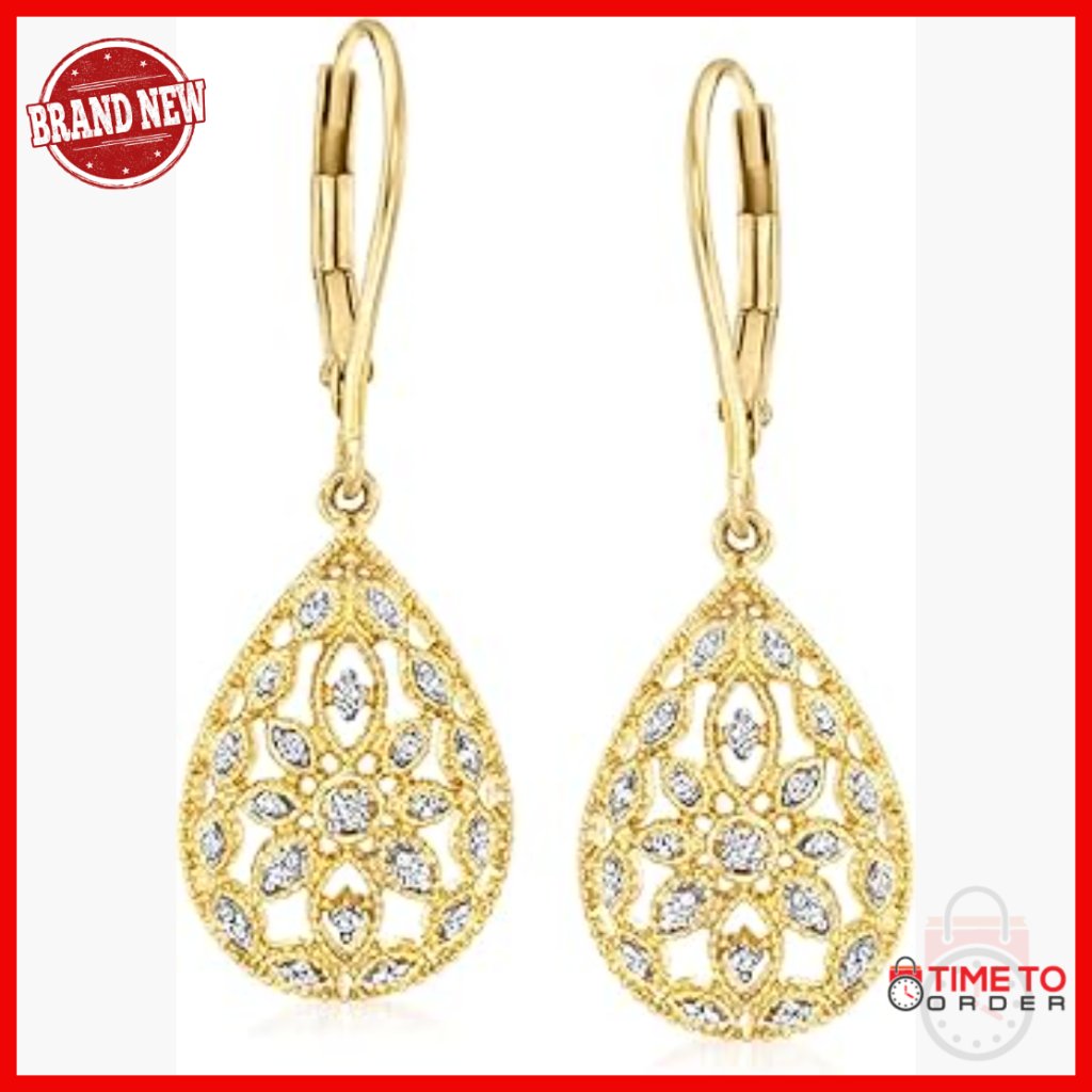 Sterling Silver Diamond Teardrop Earrings With Lever Backing